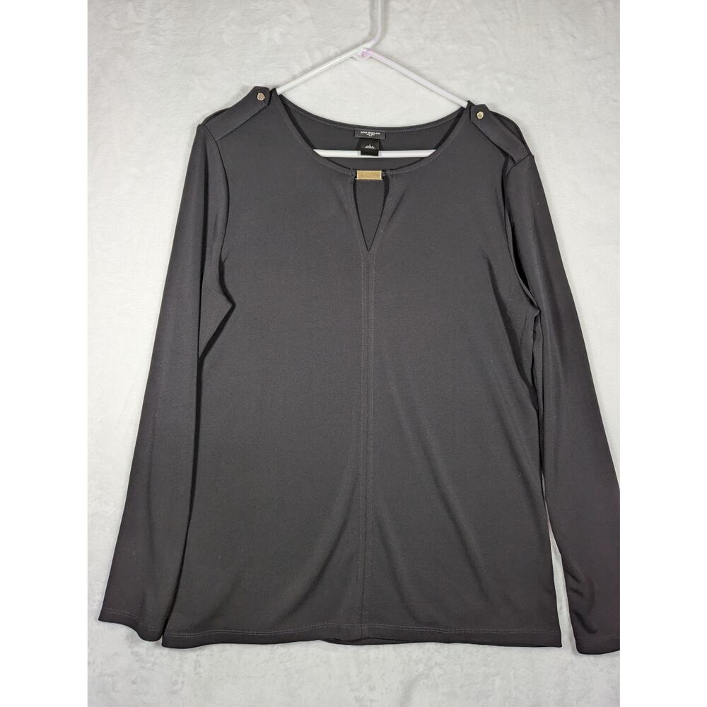 Ann Taylor black top gold color bar and epaulets Bust 39"Length 26"..4